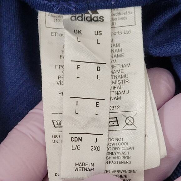 ADIDAS Track Pants M/L Blue White Trim Polyester Clima-Cool - Picture 13 of 16